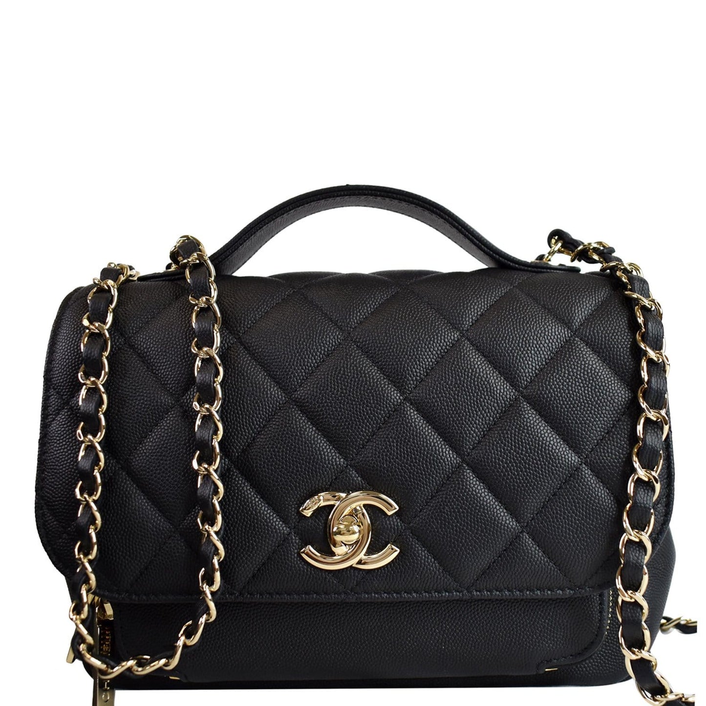 Chanel Business Affinity Flap Caviar Shoulder Bag Quilted Black