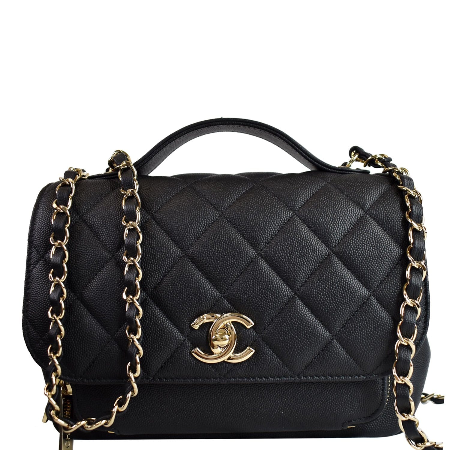 Chanel Business Affinity Flap Caviar Shoulder Bag Quilted Black