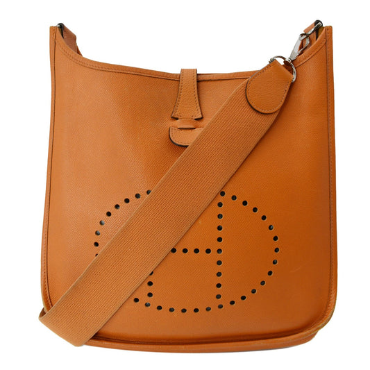 Hermes Evelyne Pm Clemence Crossbody Bag Orange Leather
