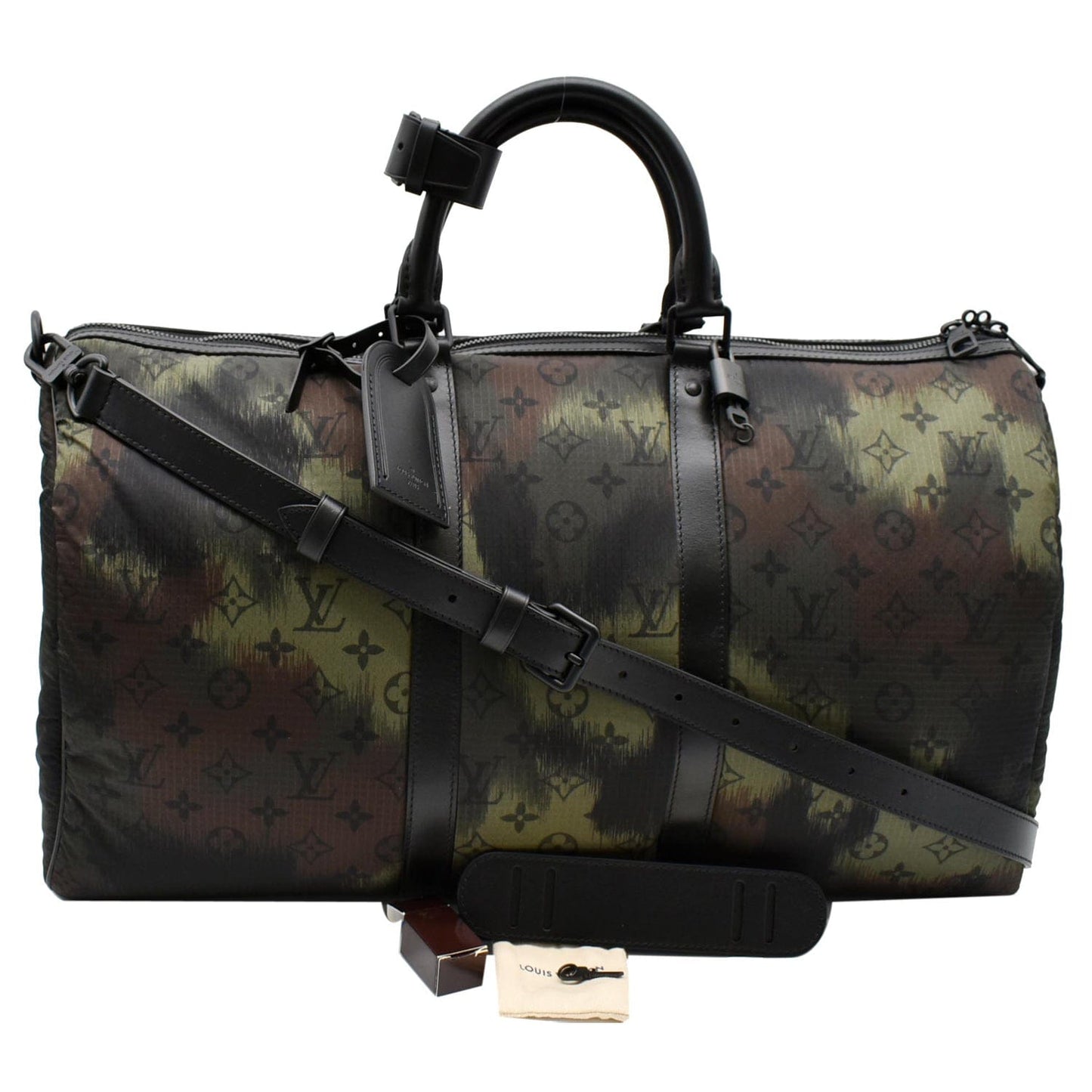 Louis Keepall Bandouliere Camouflage Travel Bag Nylon Monogram