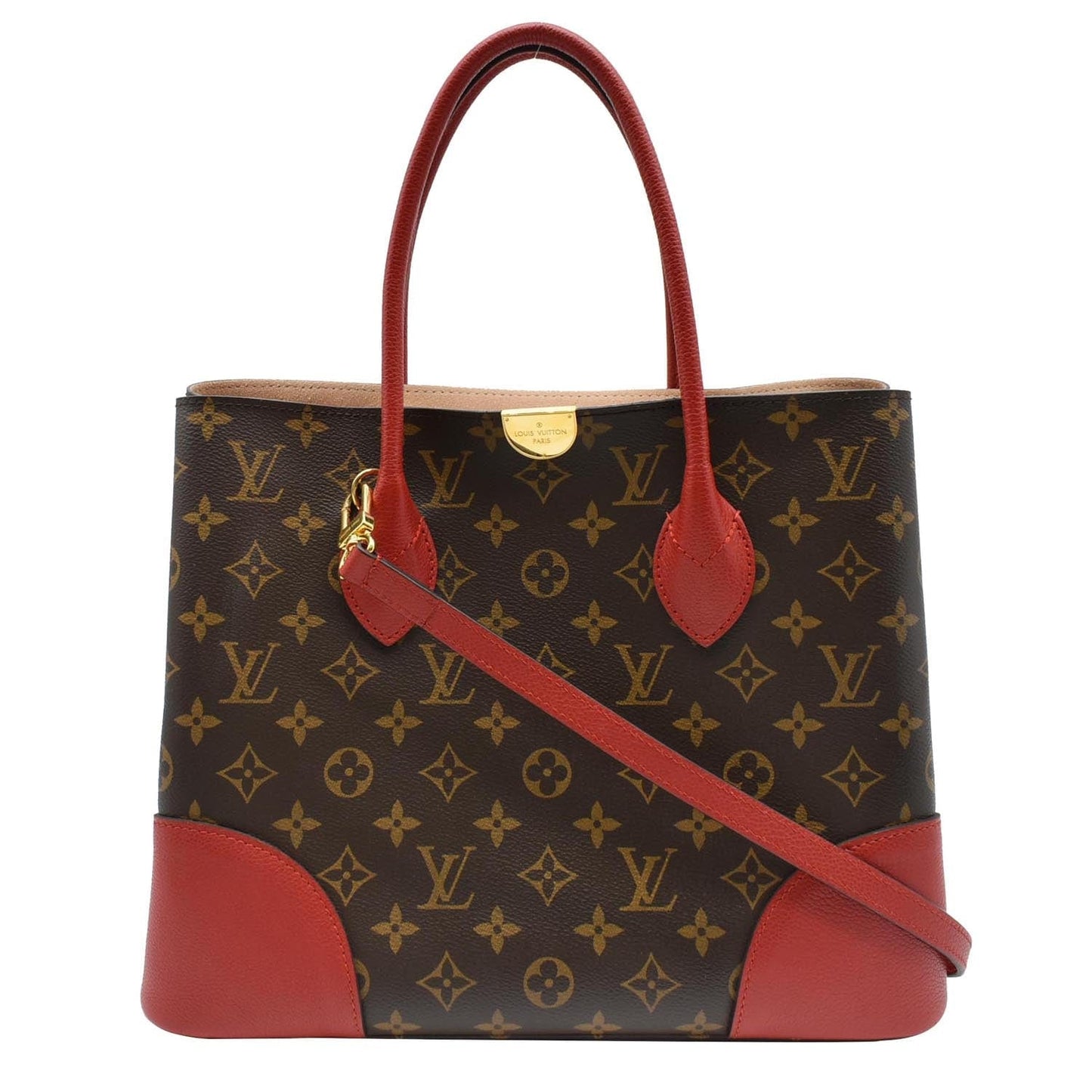 Louis Flandrin Tote Shoulder Bag Canvas Monogram Red 1