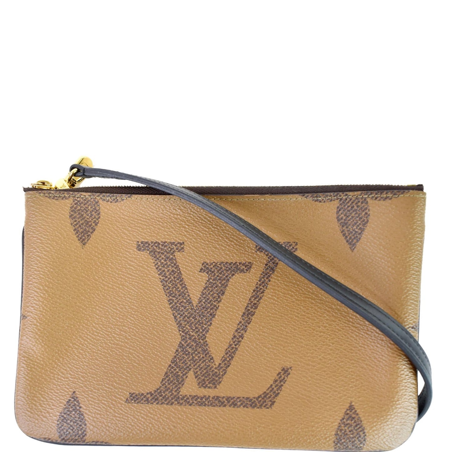Louis Double Zip Pochette Reverse Giant Shoulder Monogram Brown Shoulder Bag Bag Brown