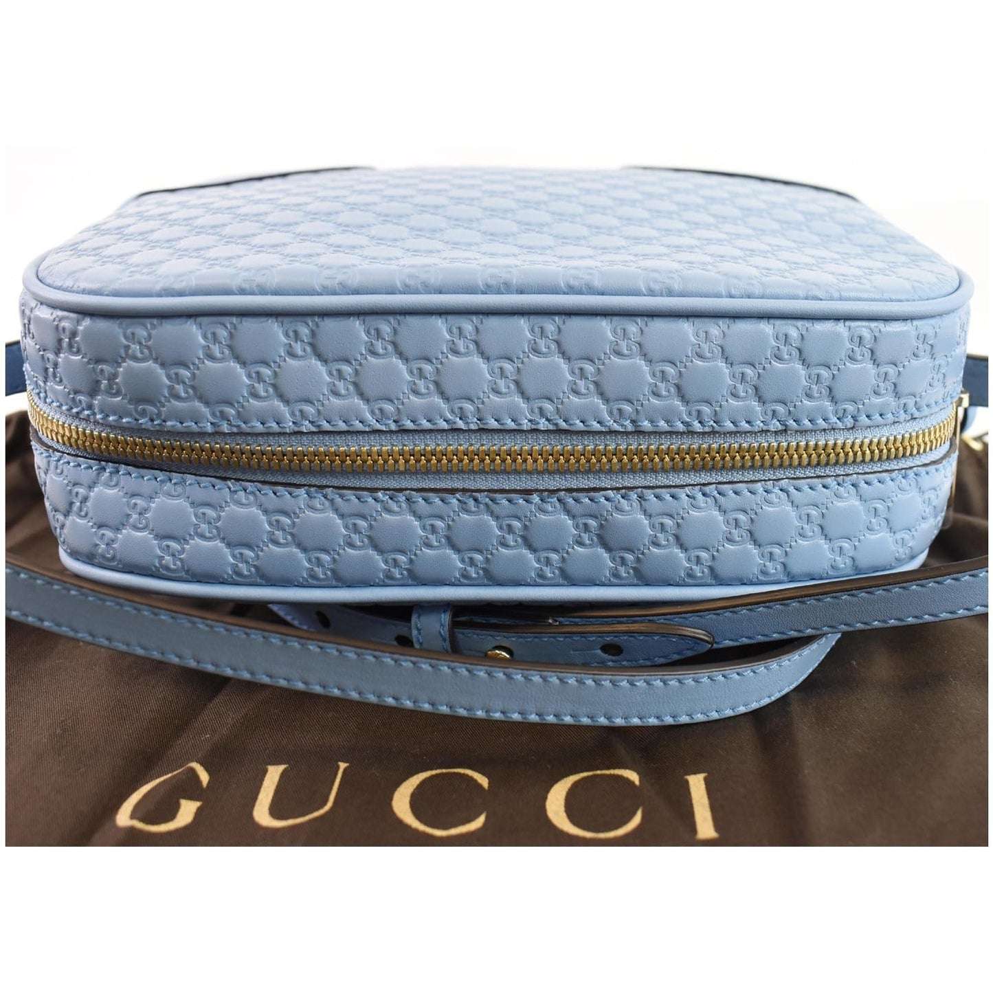 Gucci Bree Micro ssima Crossbody Bag Light Leather Blue