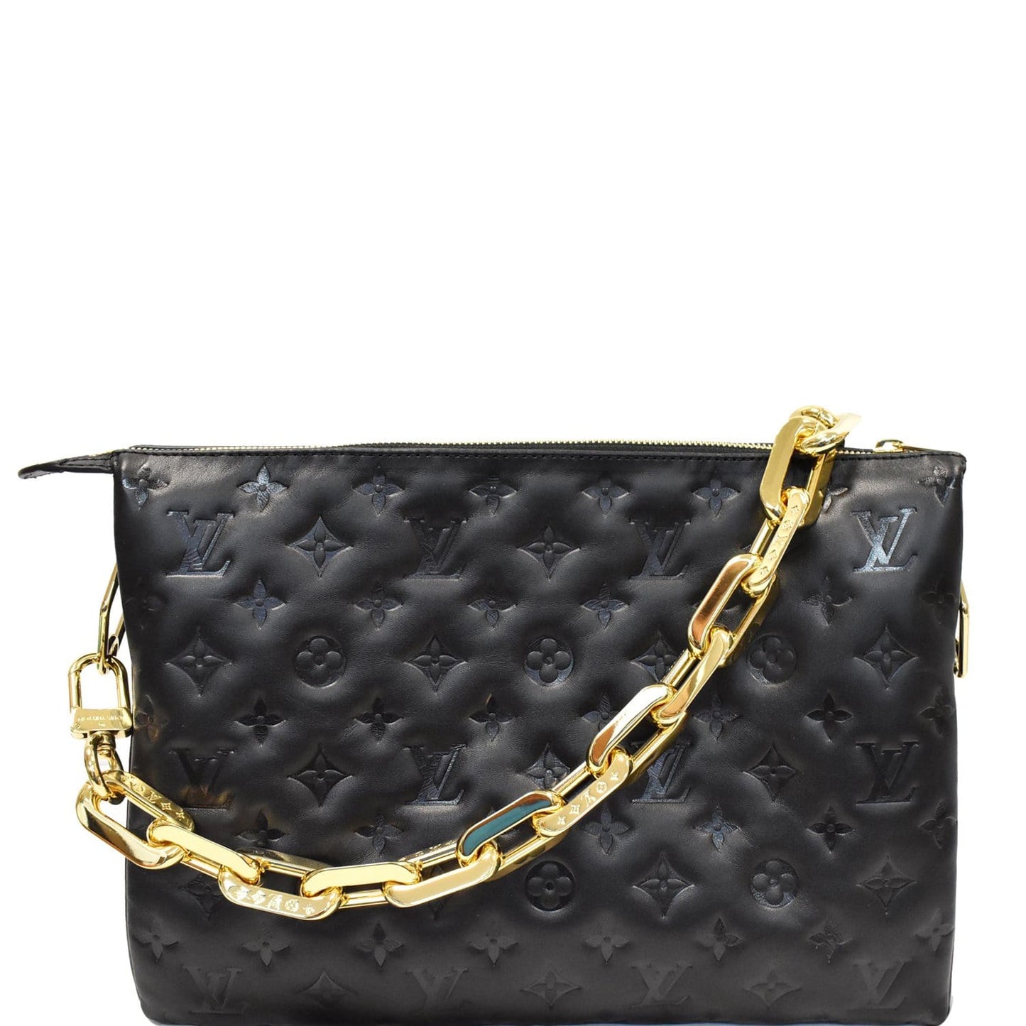 Louis Coussin Mm Embossed Shoulder Bag Monogram Black