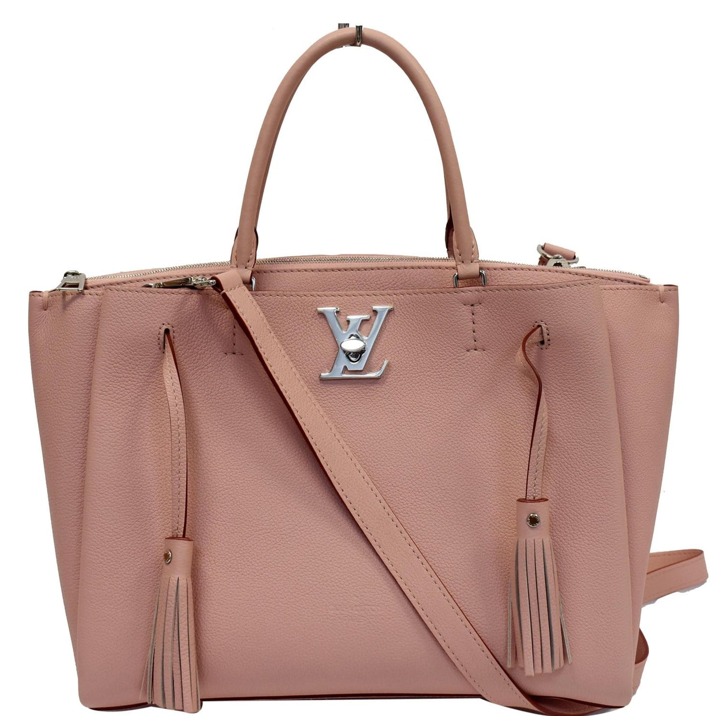 Louis Lockmeto Calfskin Tote Bag Rose Leather Pink