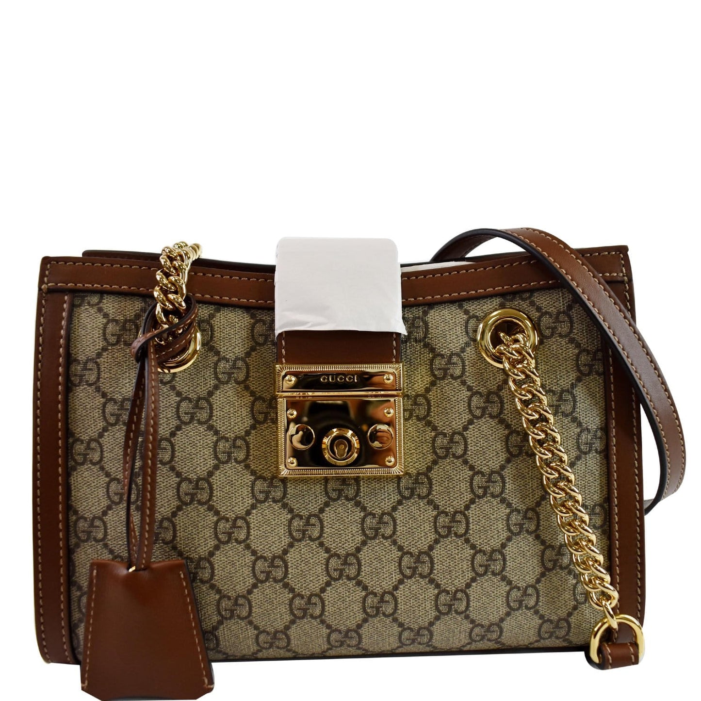 Gucci Padlock Supreme Shoulder Bag Ebony Canvas Beige Ebony 498156