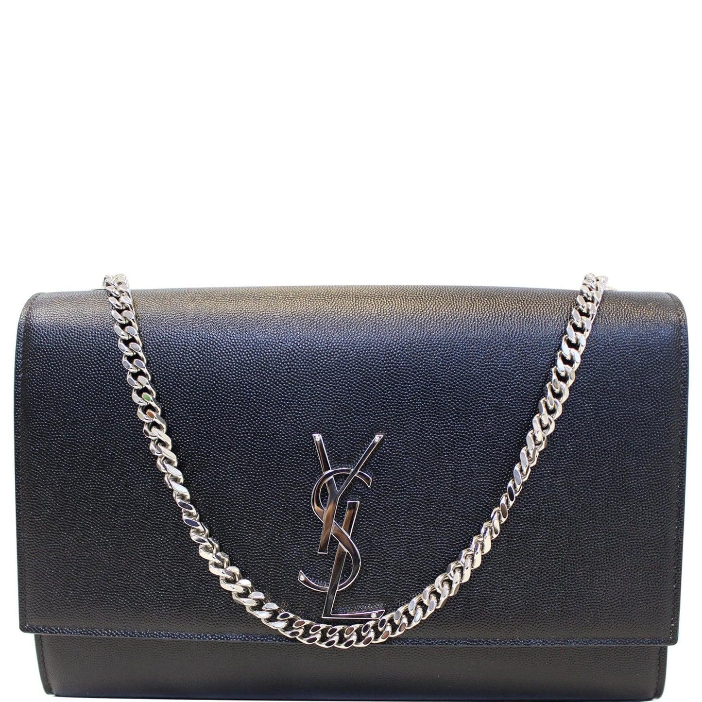 YSL Saint Laurent Saint Kate Grain De Poudre Shoulder Bag Leather Black