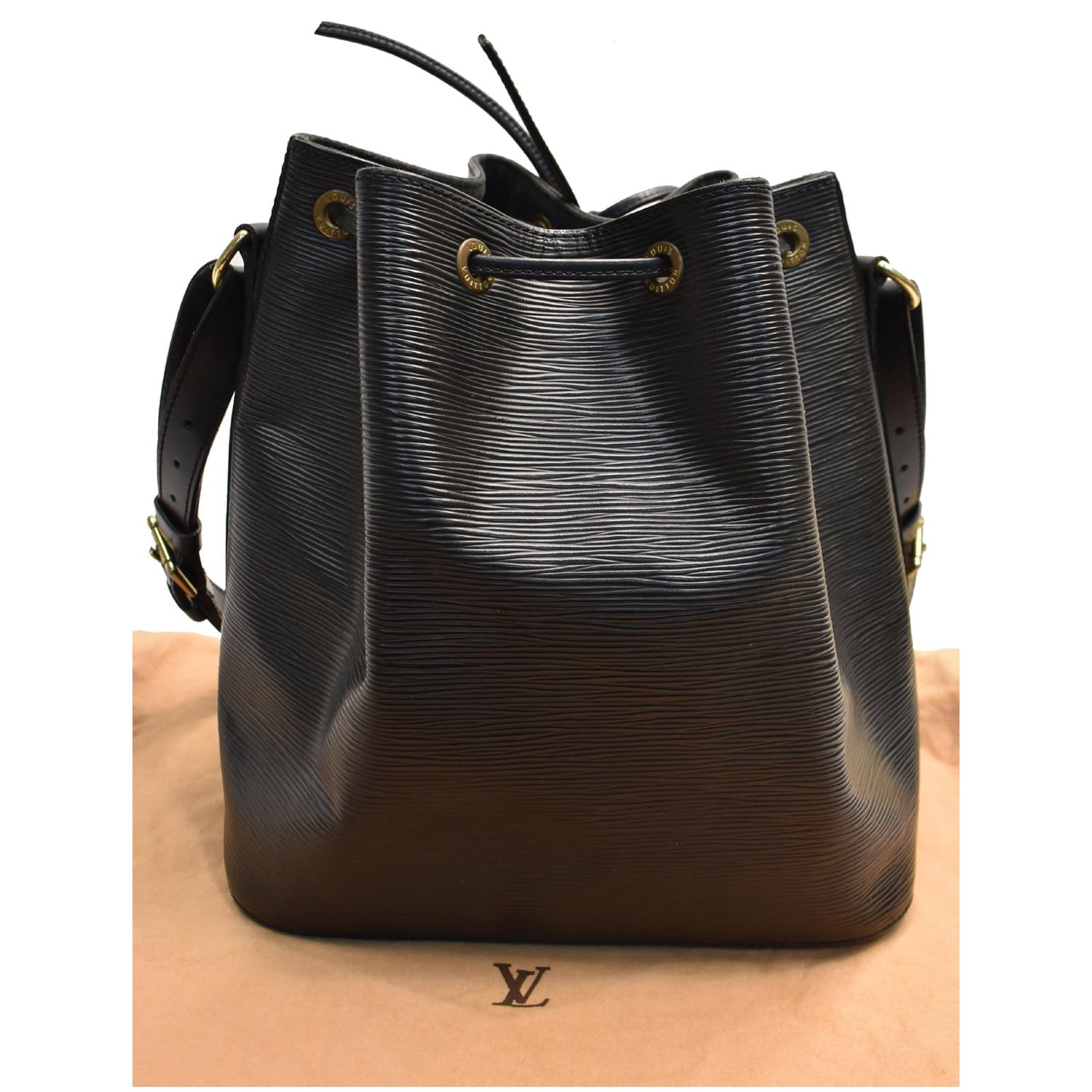 Louis Petit Noe Epi Shoulder Bag Leather Black