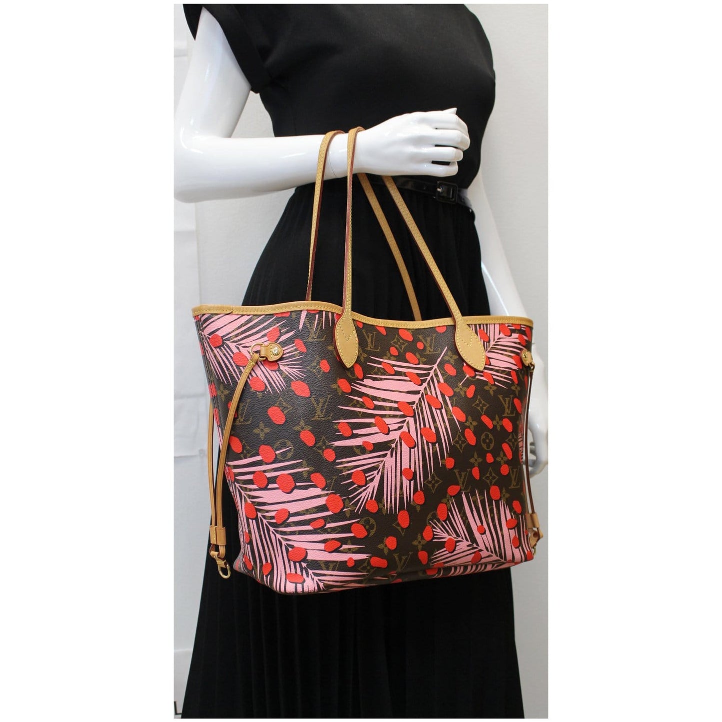 Louis Neverfull Mm Jungle Dot Shoulder Bag Monogram Brown