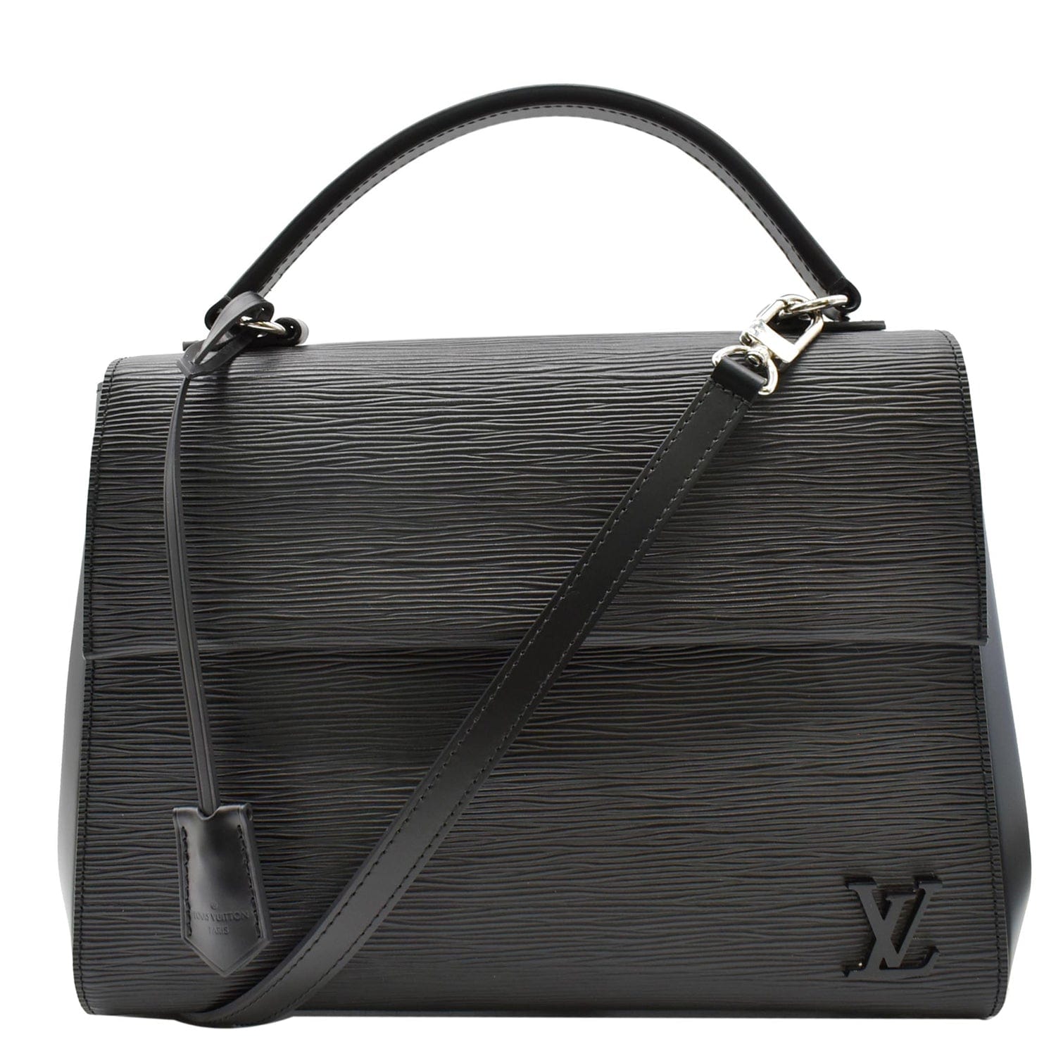 Louis Cluny Mm Epi Shoulder Bag Leather Black