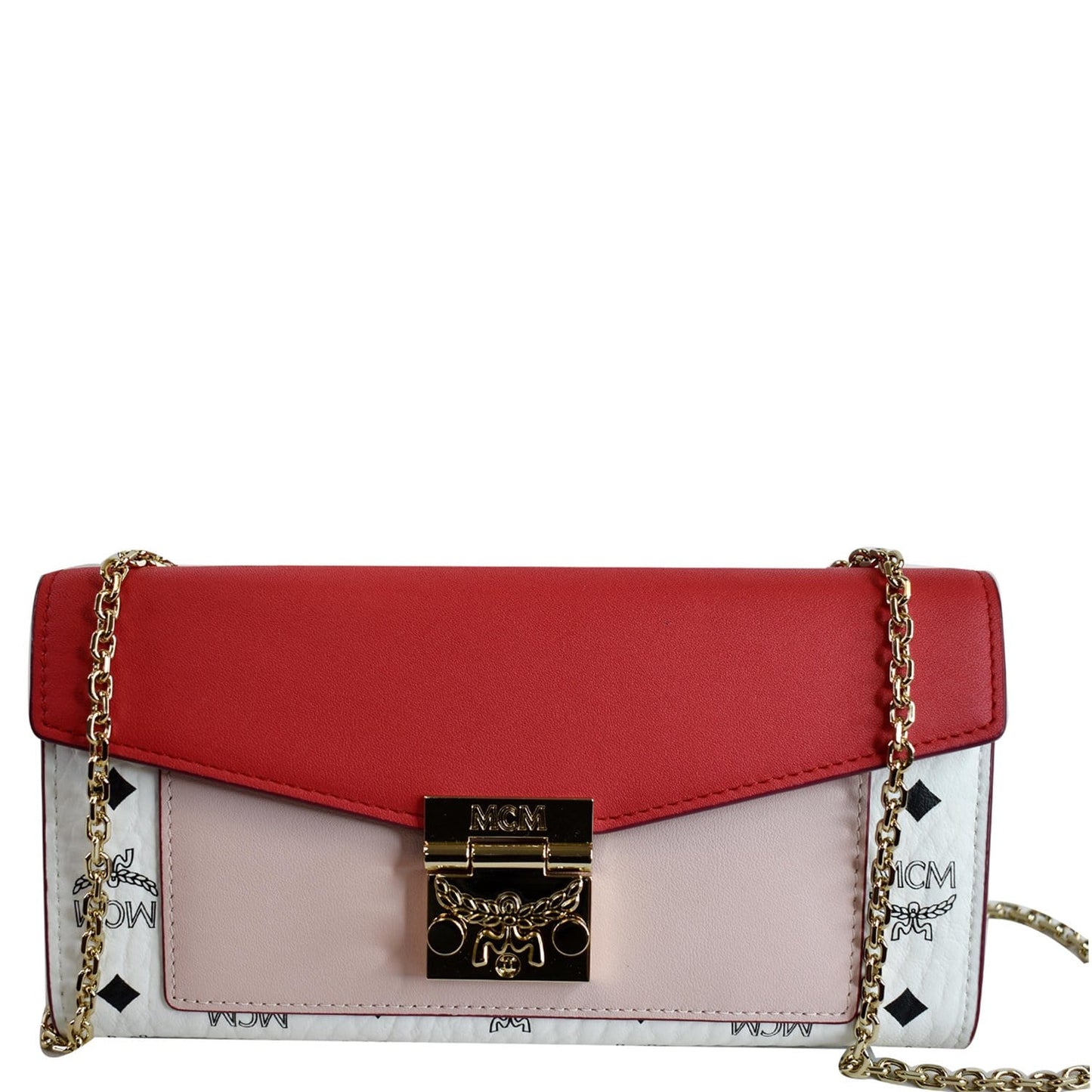 MCM Patricia Block Visetos Crossbody Wallet Leather Red Crossbody Bag