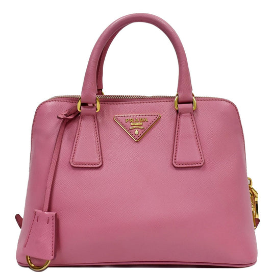 Prada Promenade Saffiano Satchel Bag Leather Pink Travel Bag