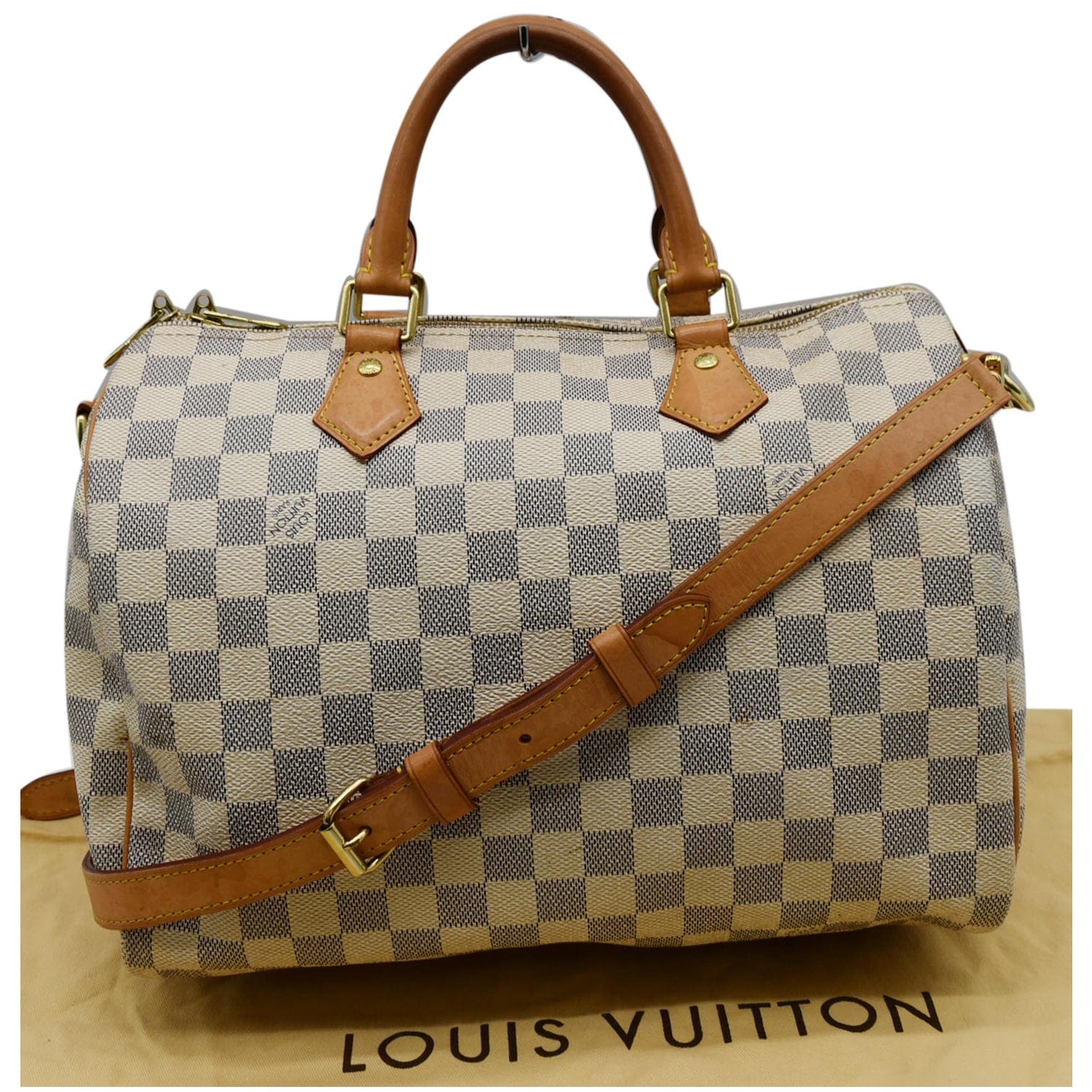 Louis Speedy Bandouliere Damier Azur Shoulder Bag White