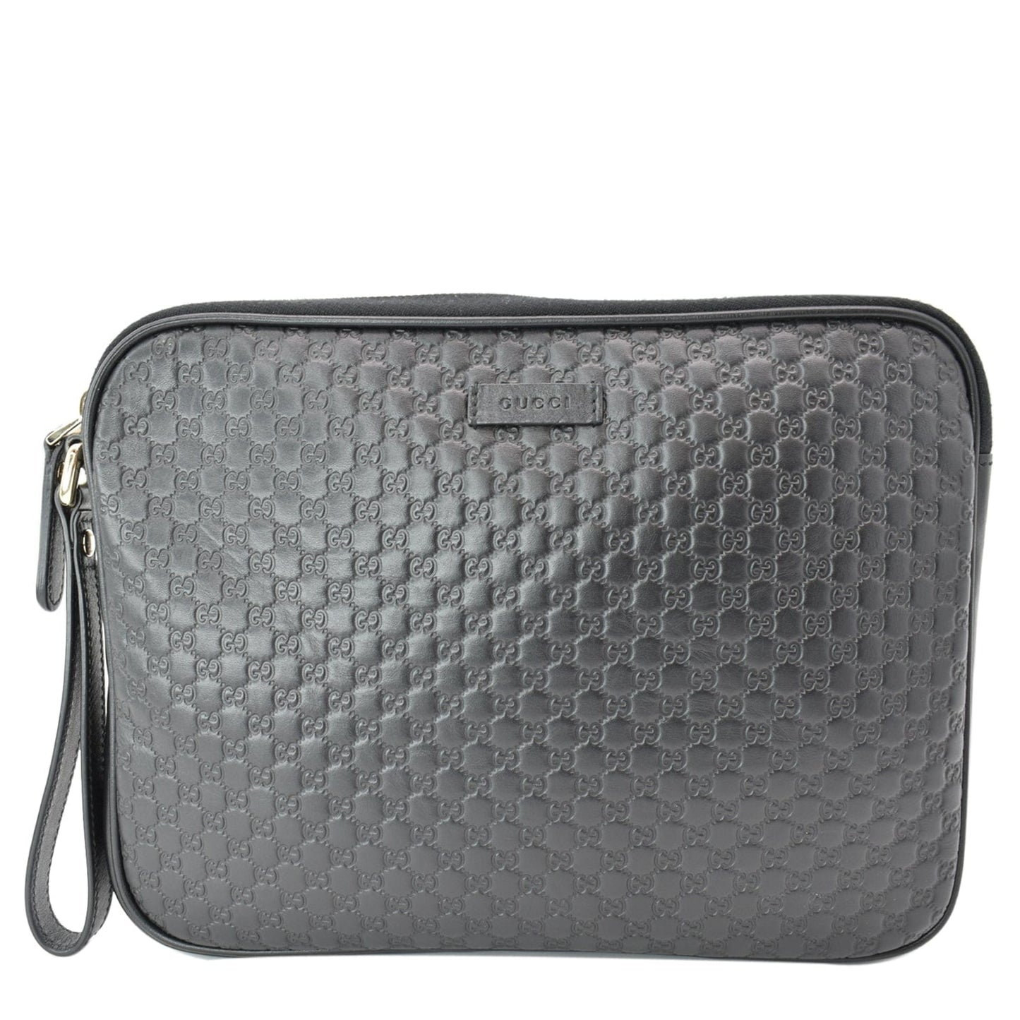 Gucci Microssima Clutch Bag Leather Black