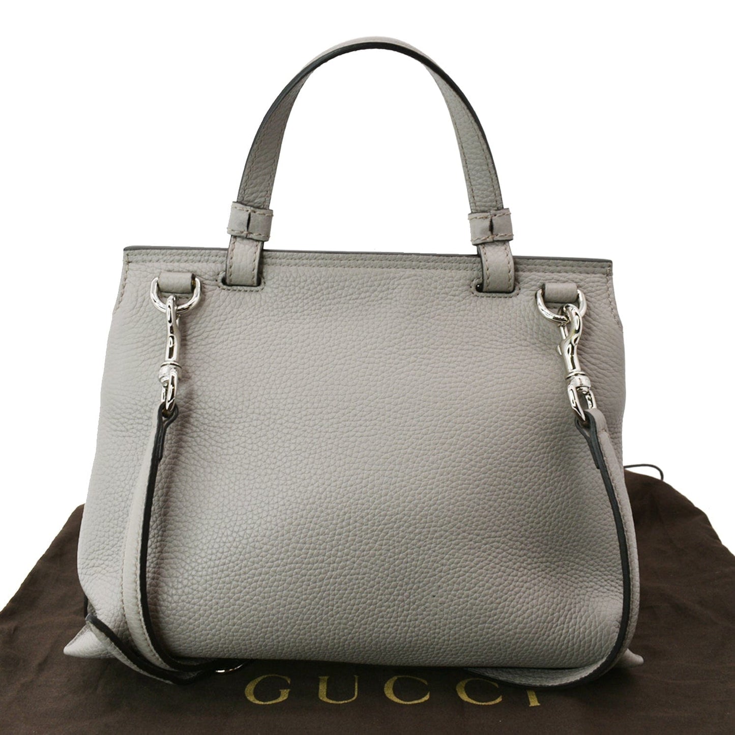 Gucci Bamboo Daily Shoulder Bag Grey Leather Small