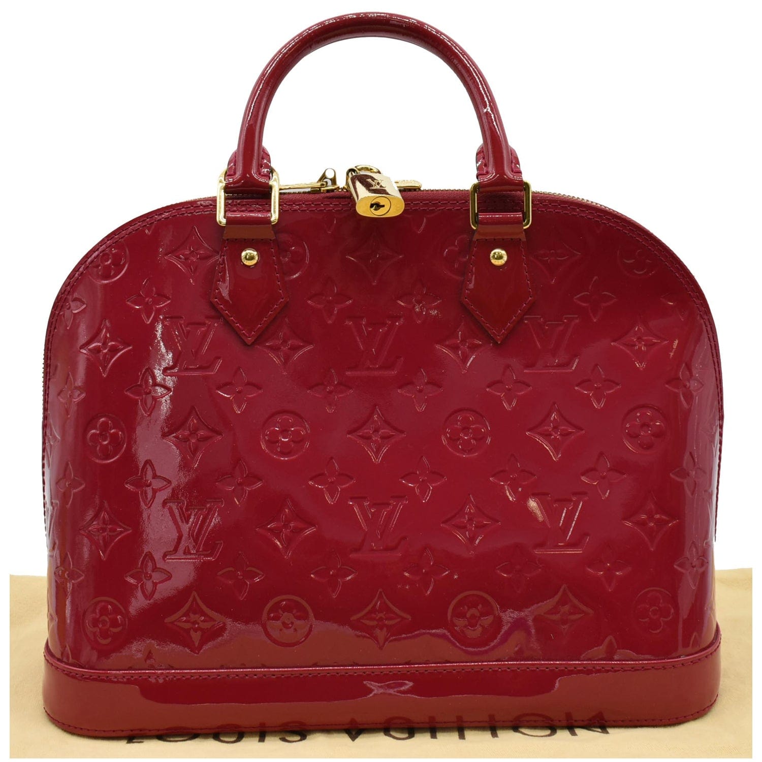 Louis Alma Pm Vernis Satchel Bag Monogram Red Travel Bag