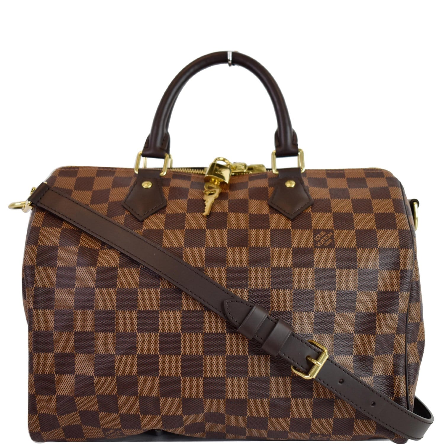 Louis Speedy Bandouliere Damier Ebene Shoulder Bag Brown