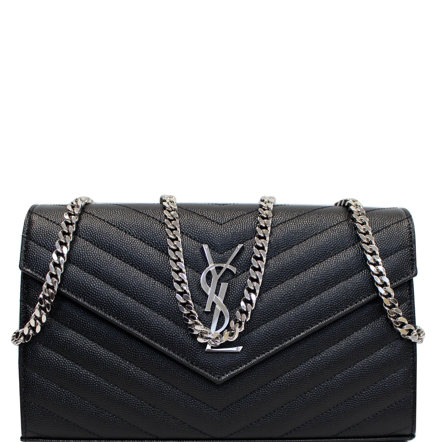 YSL Saint Laurent Saint Envelope Crossbody Wallet Leather Black Crossbody Bag
