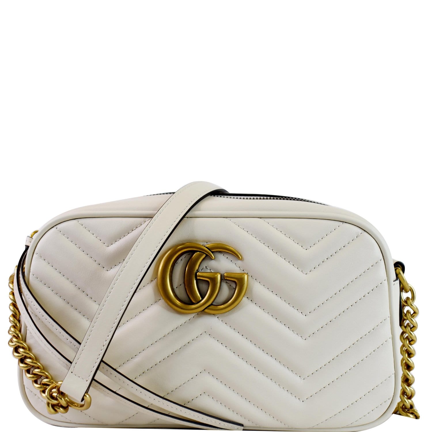 Gucci Marmont Small Crossbody Bag Leather Matelasse White 447632