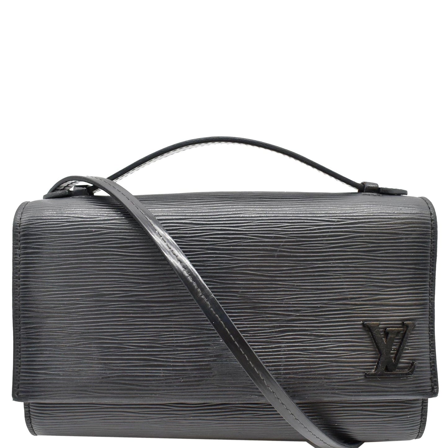 Louis Clery Pochette Epi Shoulder Bag Leather Black