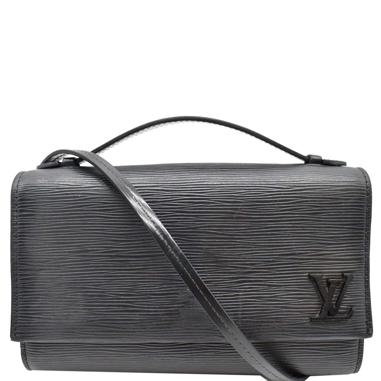 Louis Clery Pochette Epi Shoulder Bag Leather Black