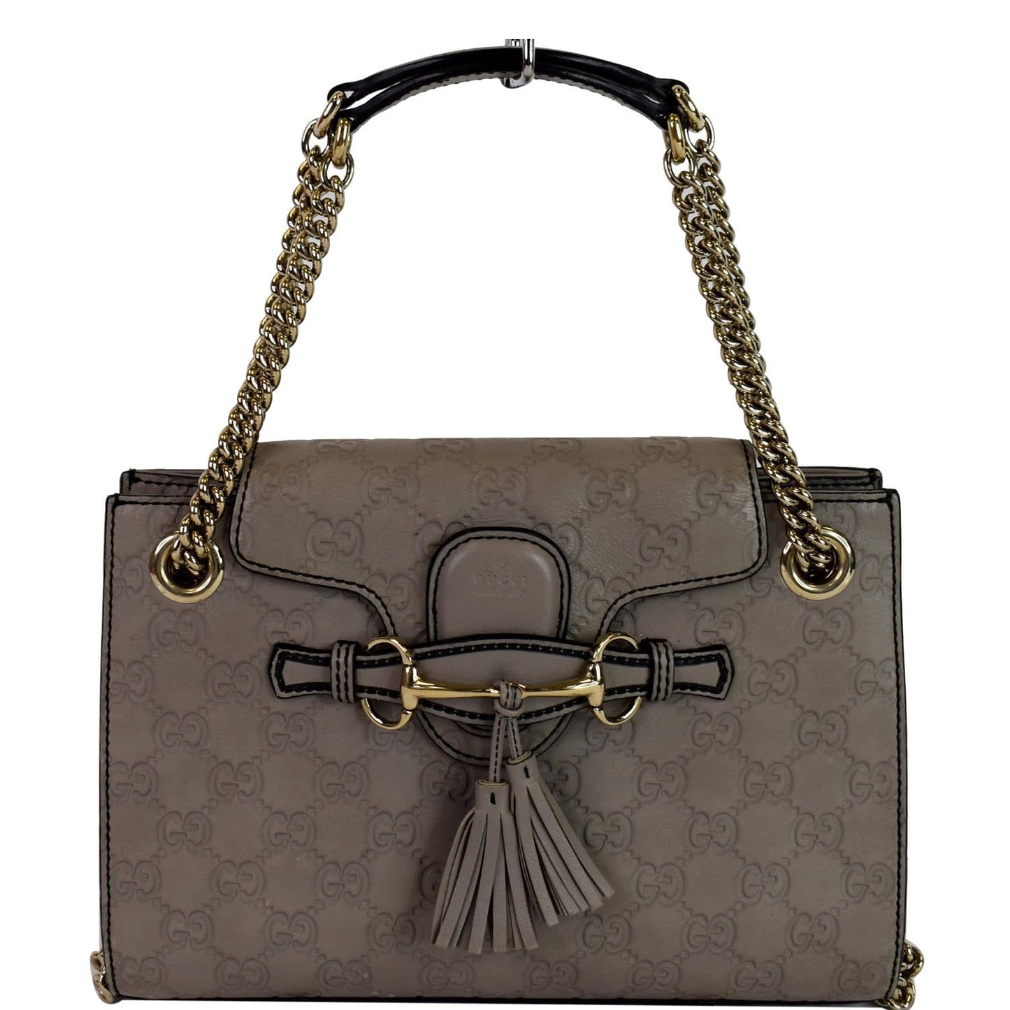 Gucci Emily ssima Crossbody Bag Grey Leather Chain