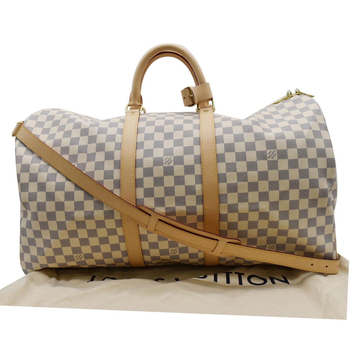 Louis Keepall Bandouliere Damier Azur Travel Bag White