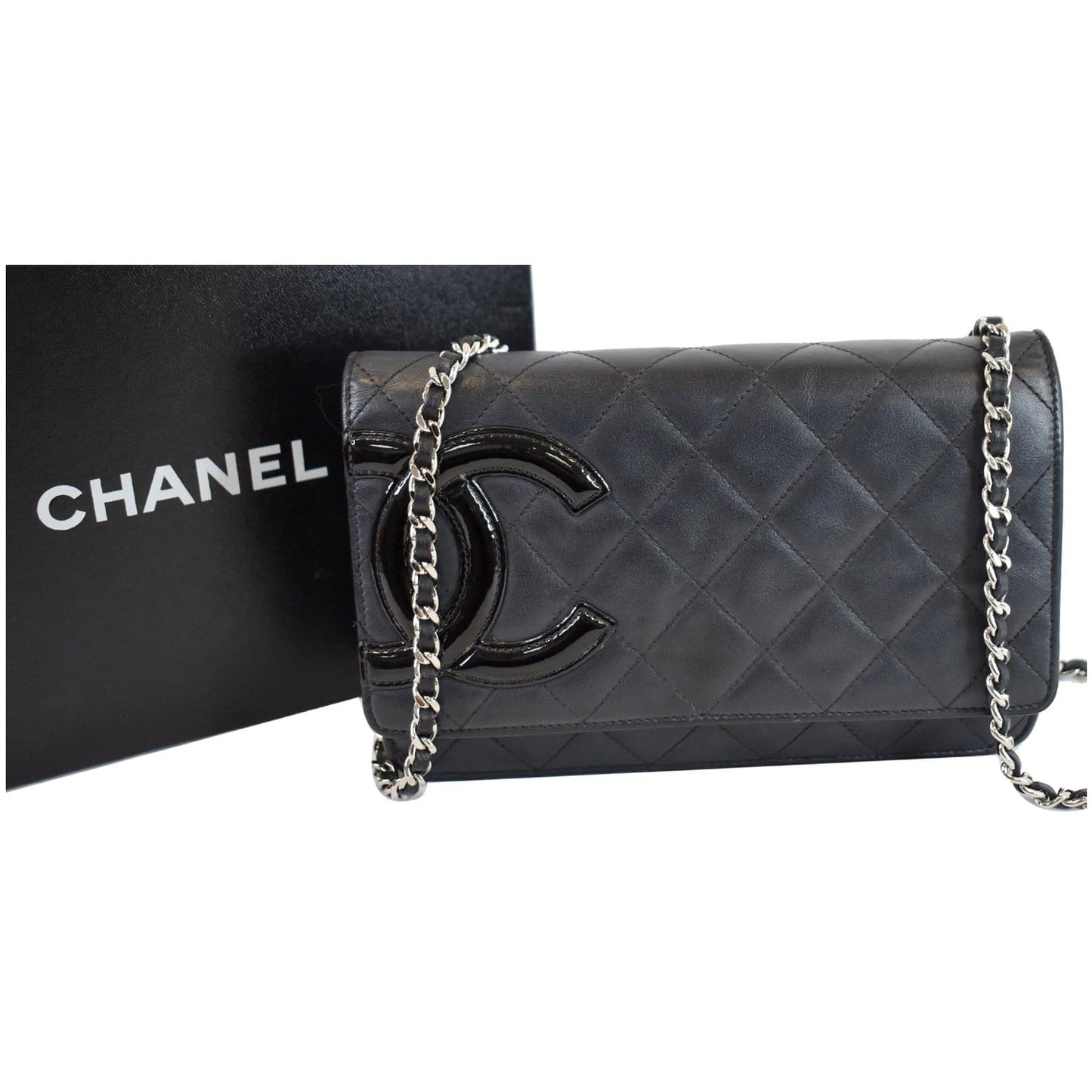 Chanel Cambon Ligne Woc Clutch Bag Leather Quilted Crossbody Bag