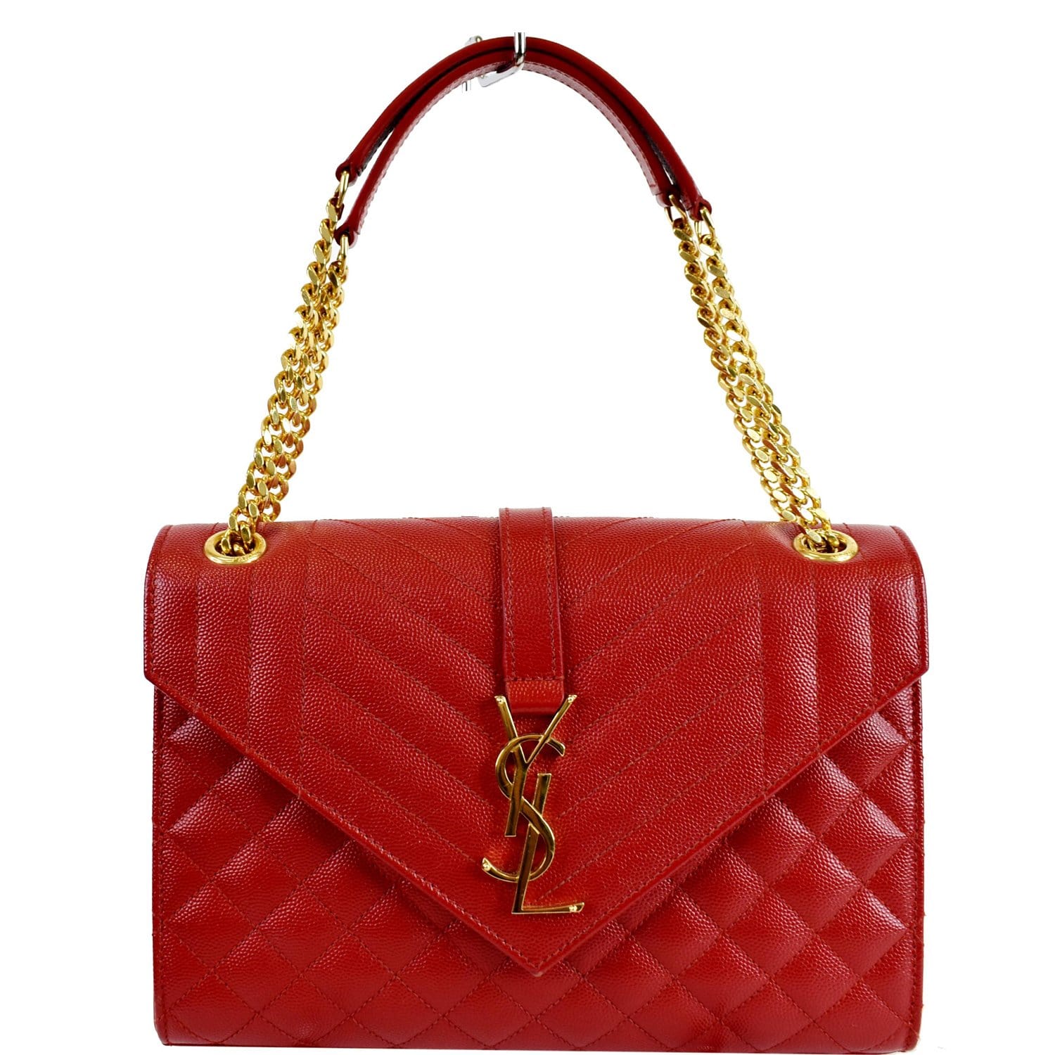 YSL Saint Laurent Saint Envelope Chain Shoulder Bag Leather Red Bag Red