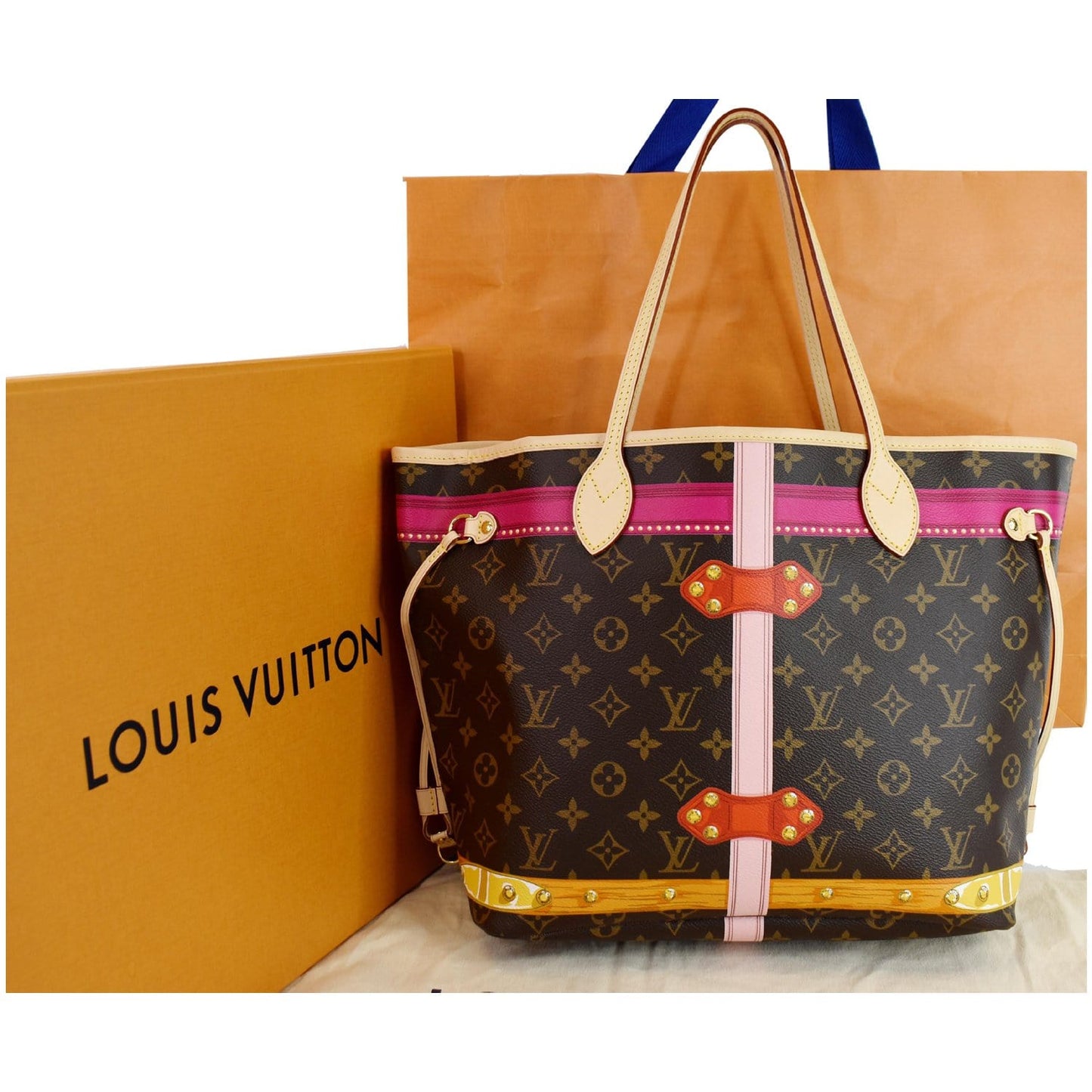 Louis Neverfull Mm Summer Trunk Shoulder Bag Canvas Monogram