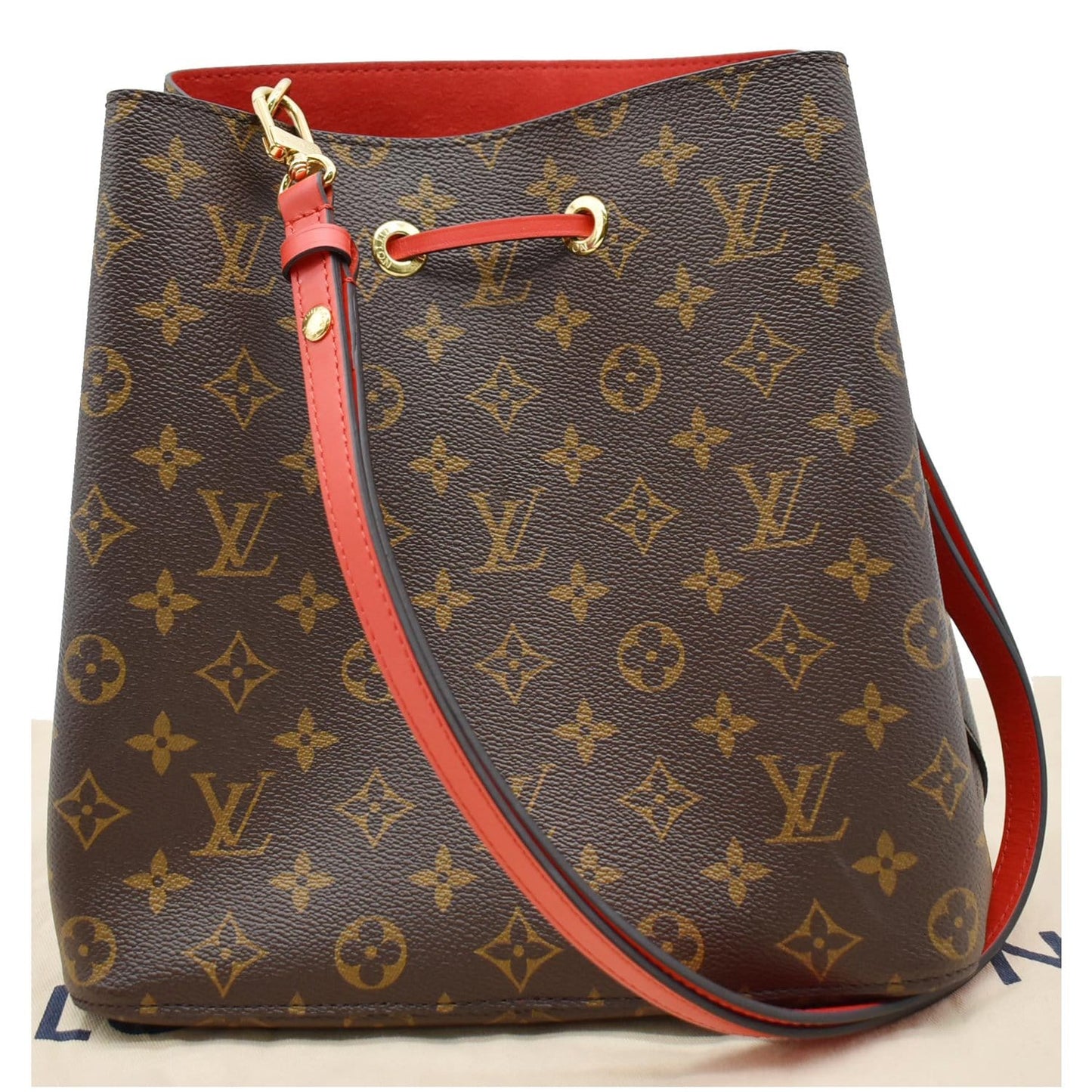 Louis Neonoe Shoulder Bag Coquelicot Canvas Monogram