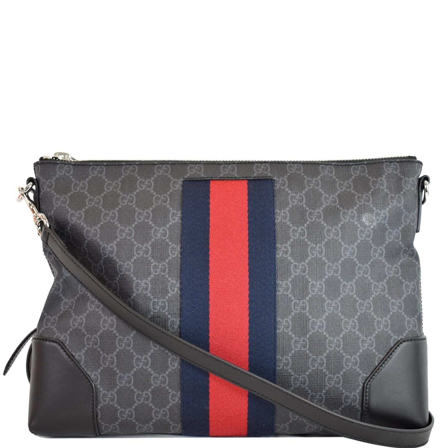 Gucci Supreme Web Messenger Bag Black Crossbody Bag