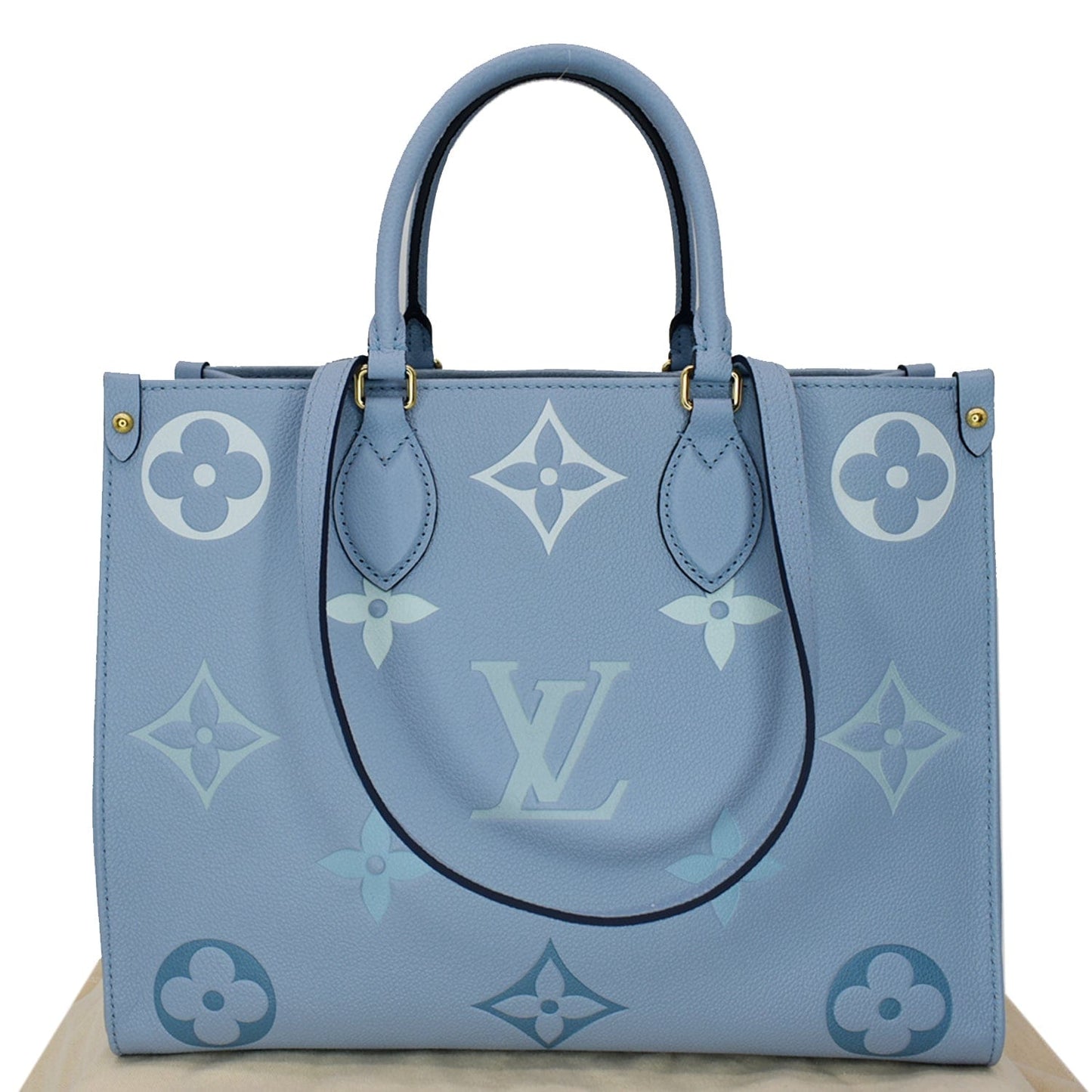 Louis Onthego Mm Giant Empreinte Tote Shoulder Monogram Blue Shoulder Bag