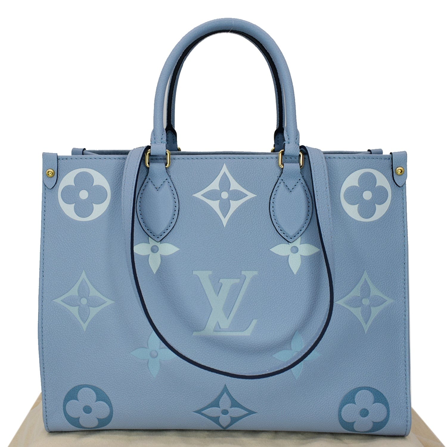 Louis Onthego Mm Giant Empreinte Tote Shoulder Monogram Blue Shoulder Bag