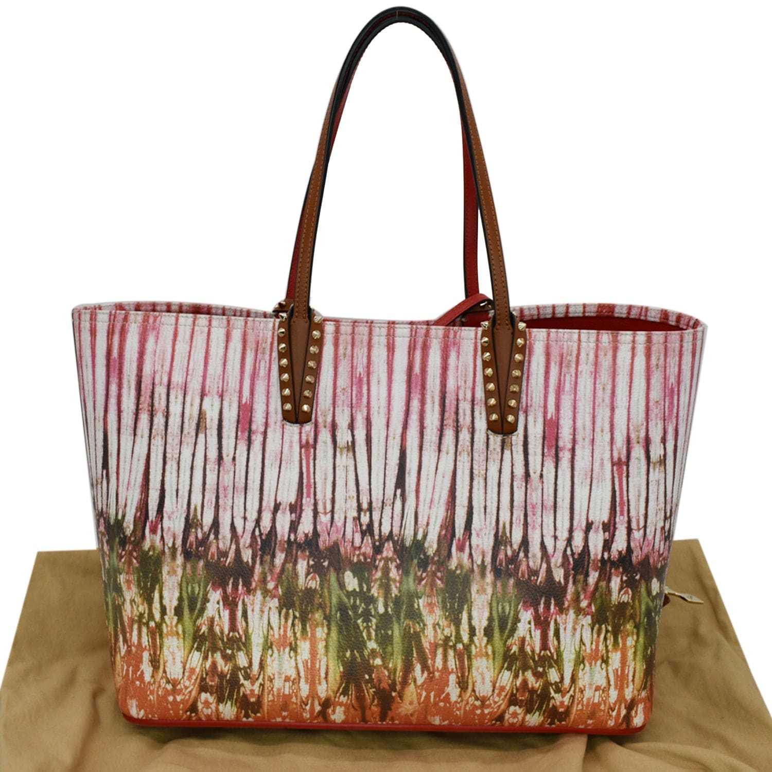Cabata East West Printed Tote Bag Multicolor Leather Large