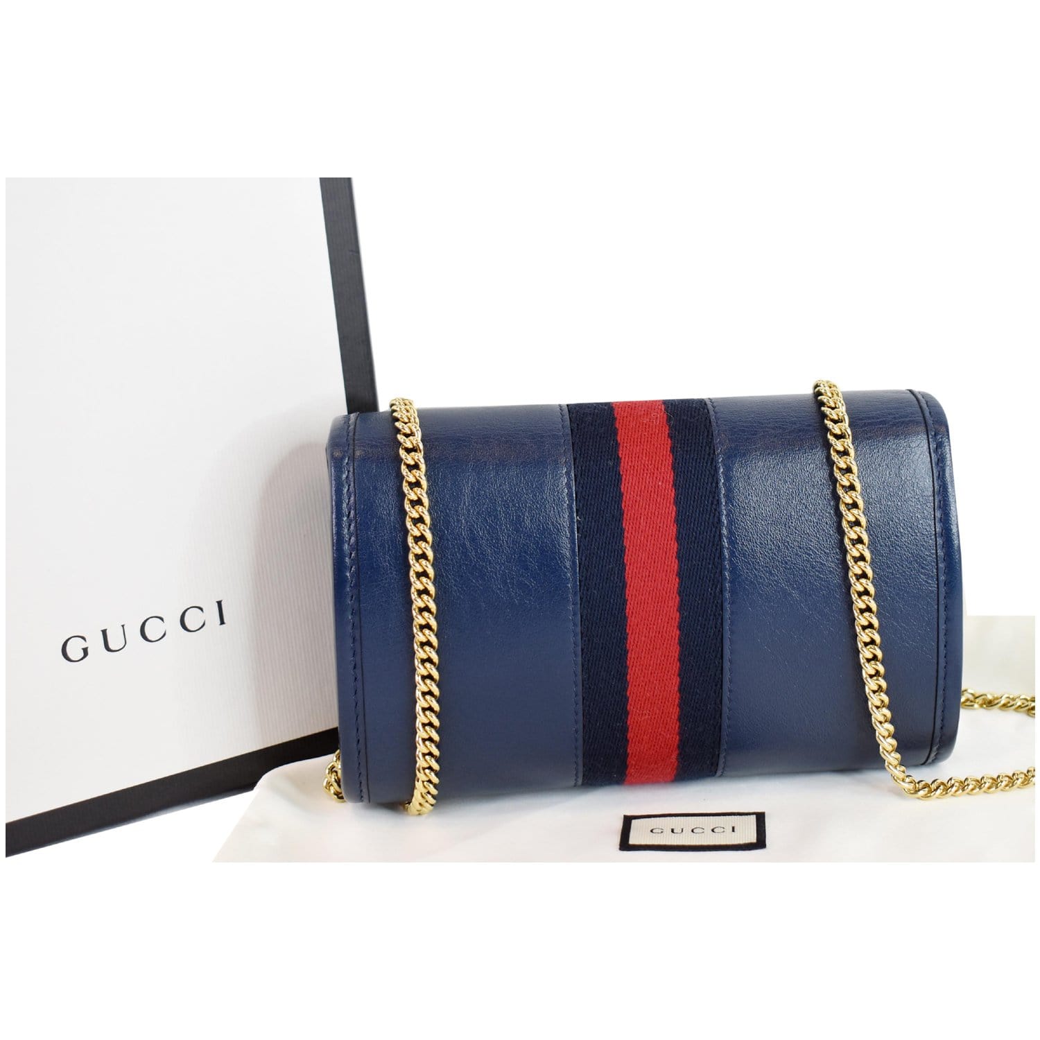 Gucci Rajah Chain Shoulder Bag Leather Blue