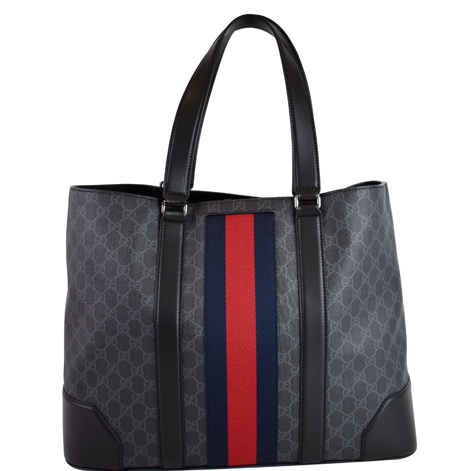Gucci Sherry Line Supreme Tote Bag Canvas Black Black 495560