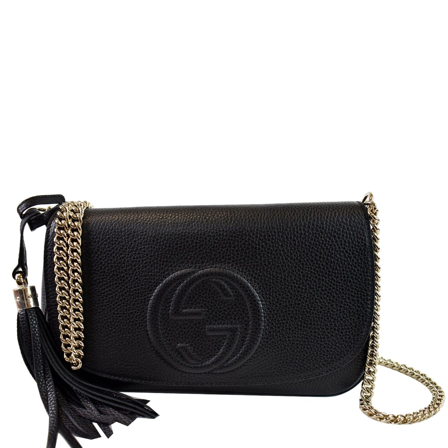 Gucci Soho Flap Shoulder Bag Leather Black