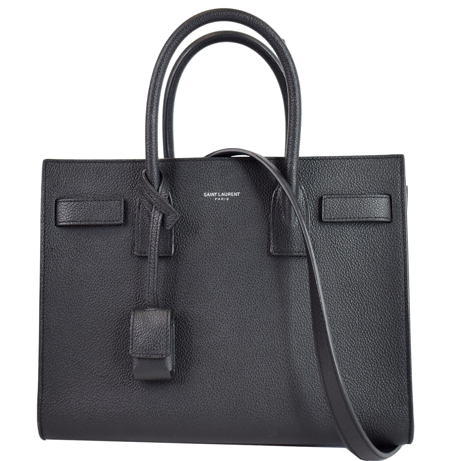 YSL Saint Laurent Saint Baby Sac De Jour Grained Tote Leather Black Shoulder Bag