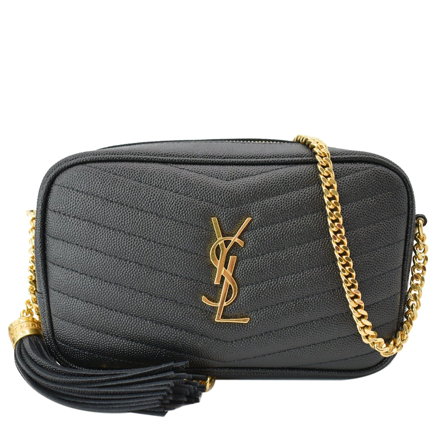 YSL Saint Laurent Saint Lou Grain De Poudre Camera Bag Black Mini Crossbody Bag