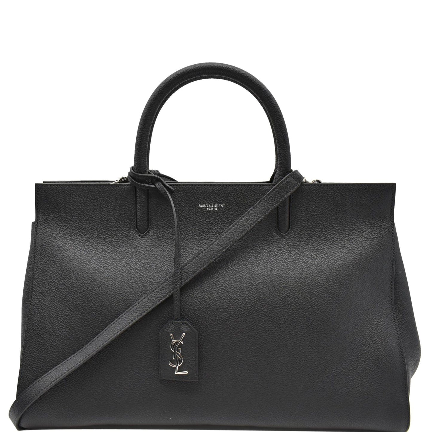 YSL Saint Laurent Saint Cabas Rive Gauche Tote Bag Leather Black