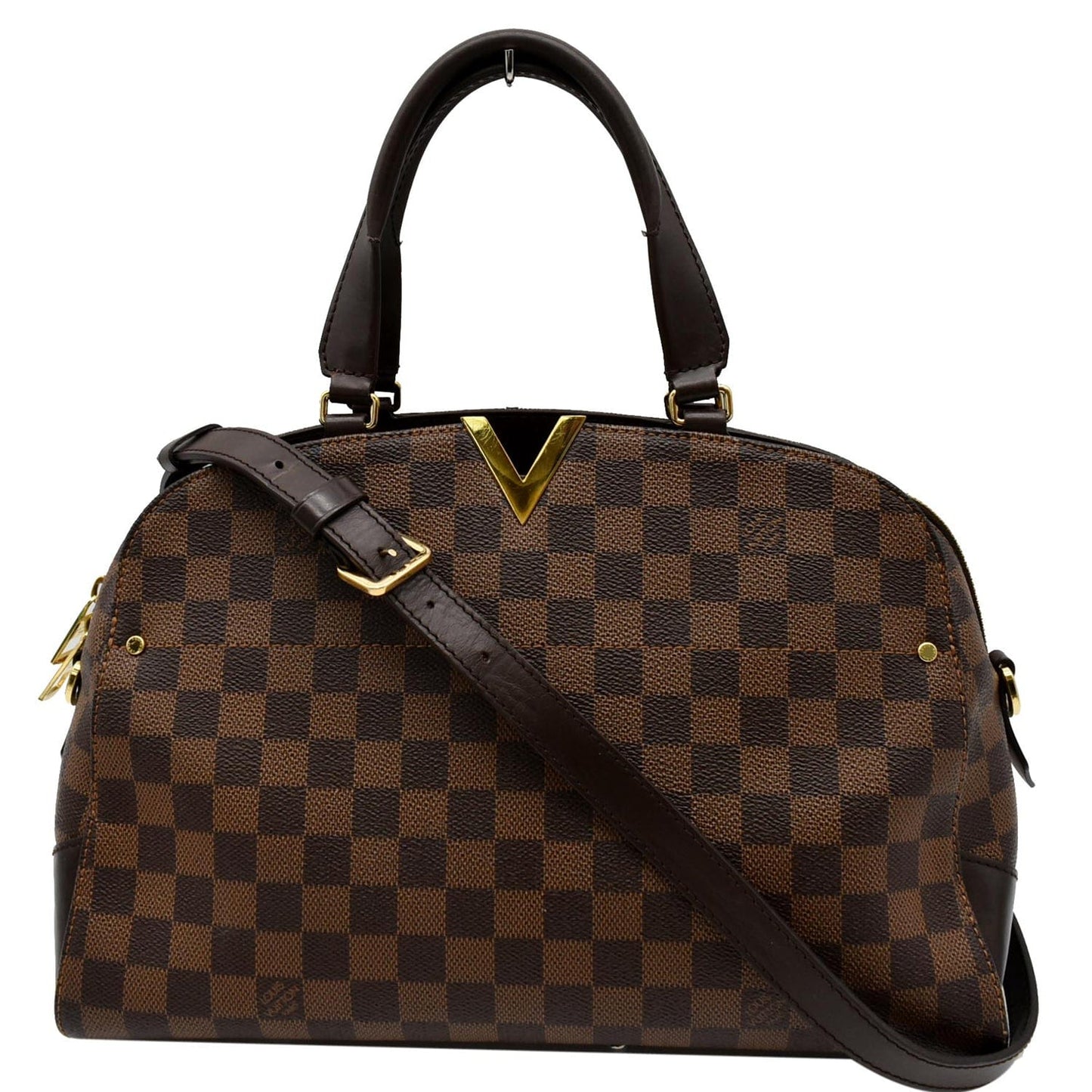 Louis Kensington Bowling Damier Ebene Satchel Bag Brown Travel Bag