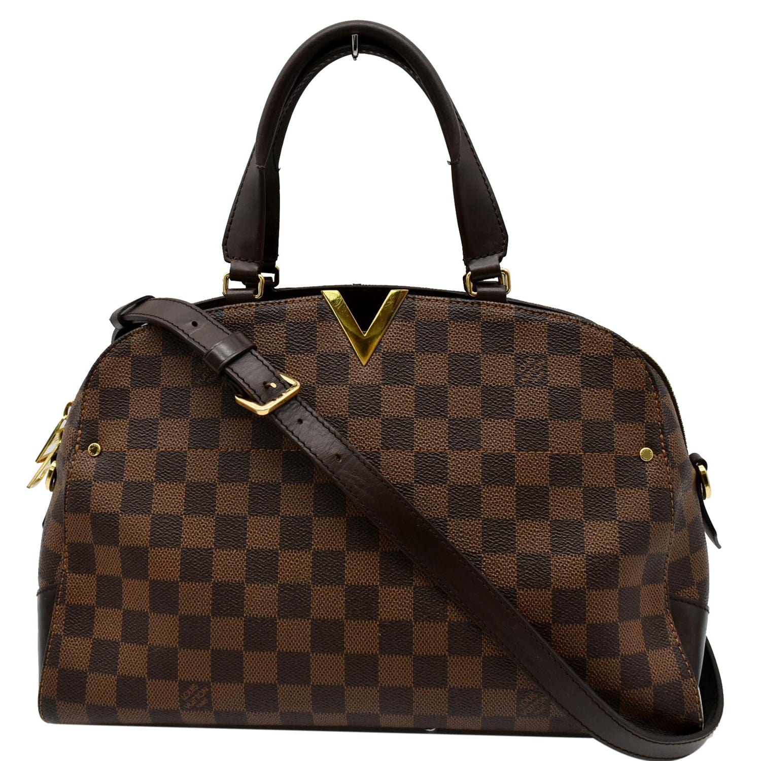 Louis Kensington Bowling Damier Ebene Satchel Bag Brown Travel Bag