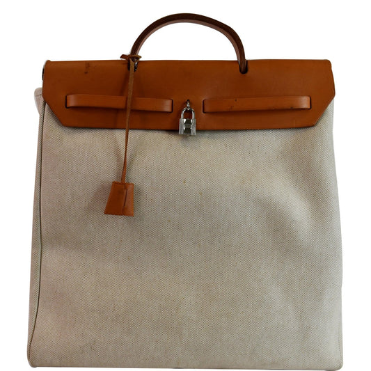 Hermes Herbag Backpack Bag Leather Canvas