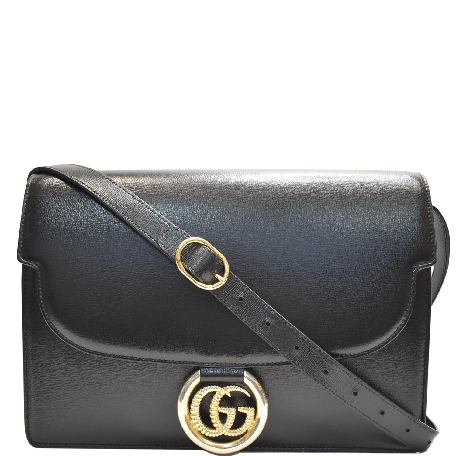 Gucci Pl Ue Shoulder Bag Leather Black