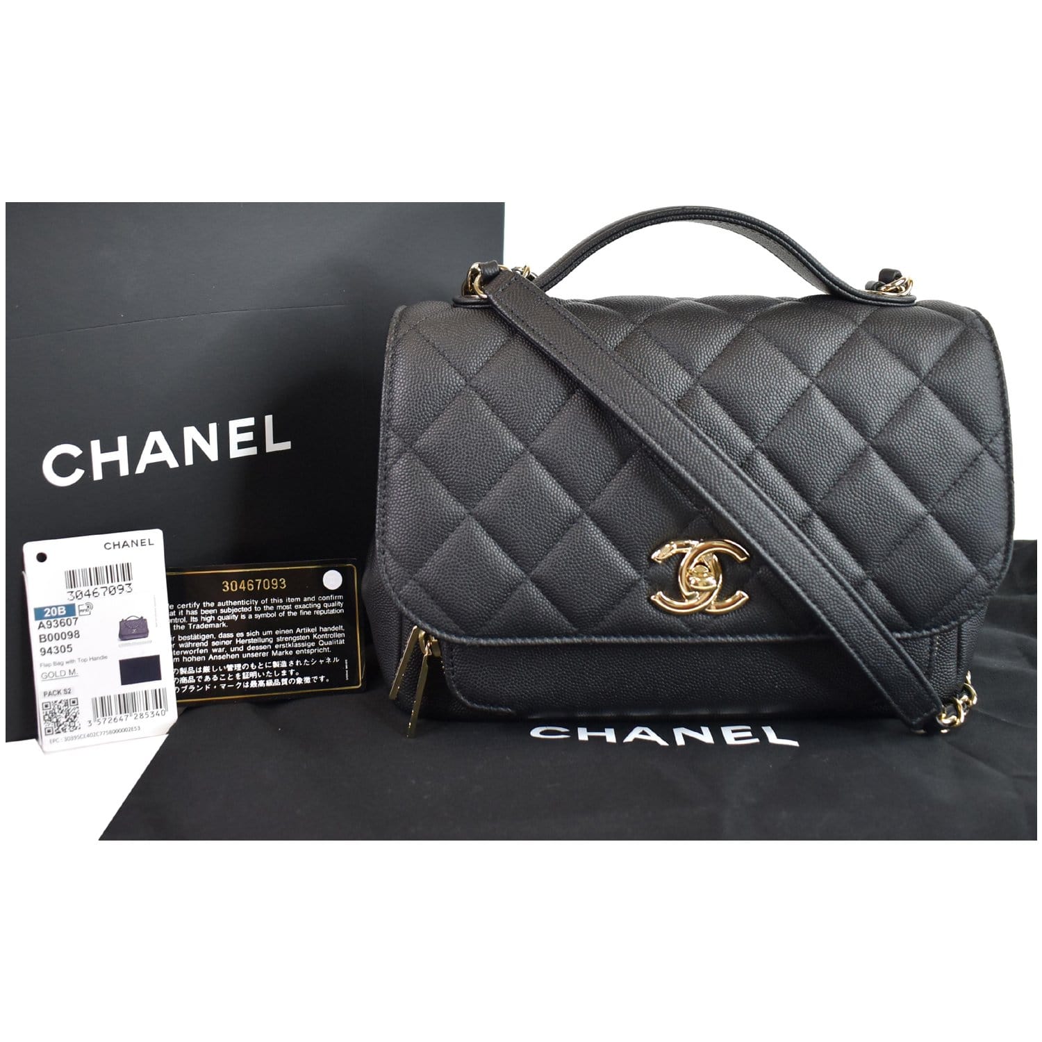 Chanel Business Affinity Flap Caviar Shoulder Bag Quilted Black