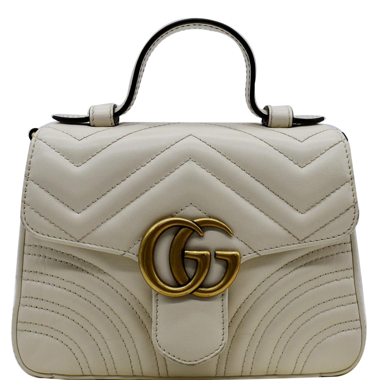 Gucci Marmont Top Handle Shoulder Bag White Mini