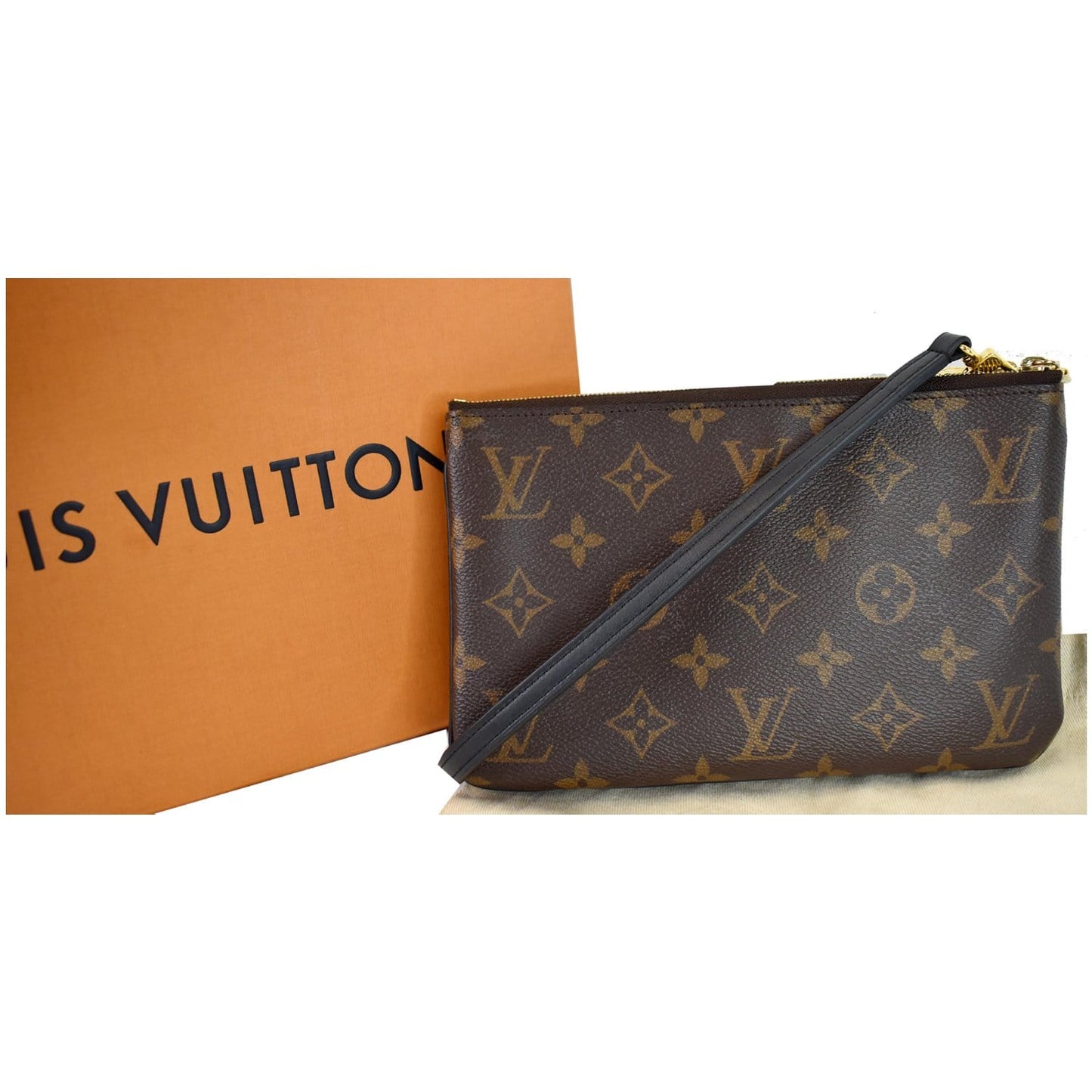 Louis Double Zip Pochette Reverse Giant Shoulder Monogram Brown Shoulder Bag Bag Brown