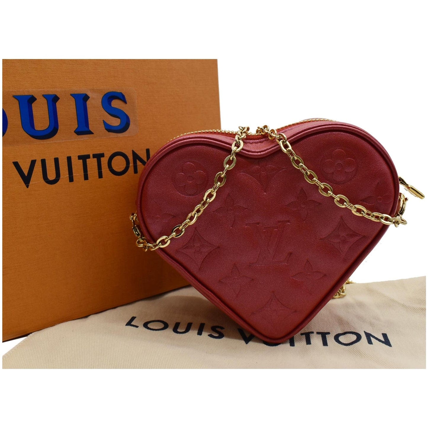 Louis Heart On Embossed Crossbody Bag Monogram Red