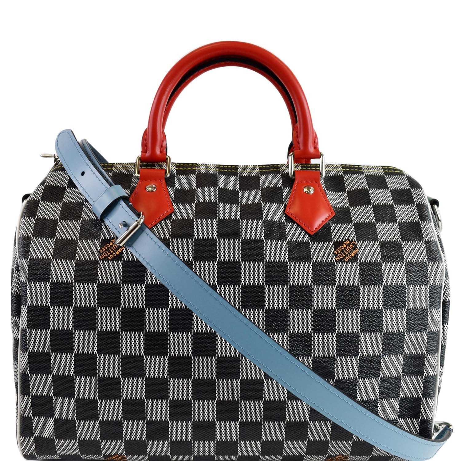 Louis Speedy Bandouliere Damier Shoulder Bag Black White